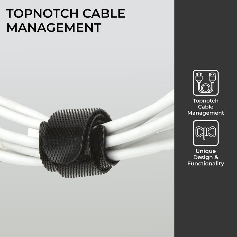 H&S Nylon Reusable Cable Ties for Cord Management - 50pcs - Adjustable Nylon Hook and Loop Straps - Strong Black Wire Organizer - Image 4